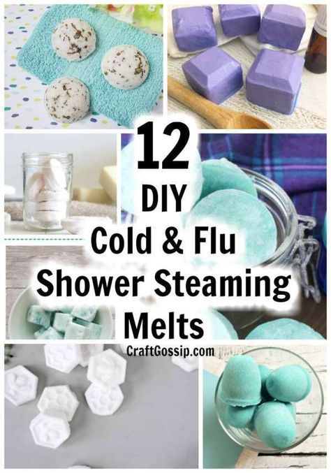 12 Cold And Flu DIY Shower Steaming Melts – Bath and Body Vicks Shower, Shower Tabs, Bath Melts Diy, Shower Steamers Diy, Block Pictures, Soap Method, Soap Block, Shower Tablets, Layered Soap