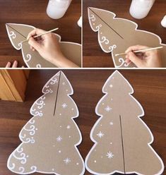 Secular Holiday Decorations, Diy Mantel Christmas Decor, Easy At Home Christmas Crafts, Christmas Craft Cardboard, Cardboard Christmas Tree Ornaments, Corrugated Cardboard Christmas Ornaments, Carton Christmas Decor, Cardboard Key Holder Diy, Cardboard Box Christmas Decorations