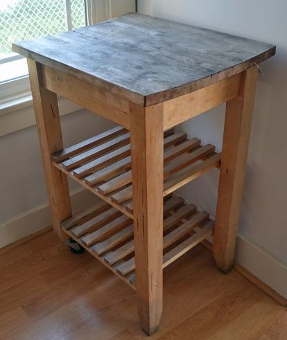 While working on a rental kitchen makeover, I needed to find a kitchen cart or island to add more counter space for food preparation. I considered buying a new a new island or building one from scratch but I opted instead to reuse an old kitchen cart instead. The kitchen cart It was in pretty bad shape but I knew I could bring it back to life, and also make it even better by customizing it to work with the new look of the kitchen. The existing casters were worn down and didn't wo… Ikea Kitchen Cart, Rental Kitchen Makeover, Rental Kitchen, Budget Kitchen Remodel, Kitchen Diy Makeover, Diy Kitchen Remodel, Kitchen Remodel Before And After, Kitchen Cabinet Remodel, Best Kitchen Designs