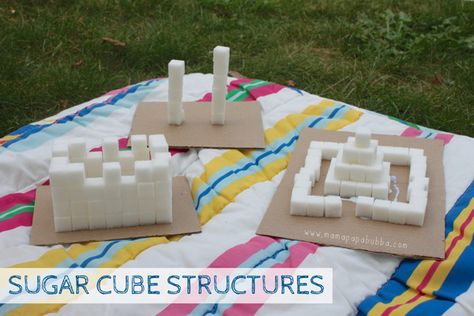 Sugar Cube Structures | Mama Papa Bubba Knights And Castles Topic, Engineering Activities For Kids, Castles Topic, Classroom Arrangement, Engineering Activities, Activity Bags, Science Themes, Sugar Cubes, Construction Party