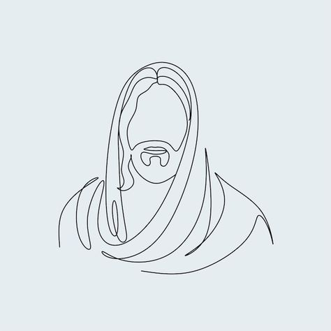 Hem Of His Garment Drawing, Lds Sketches, Simple Christian Line Art, Jesus Christ Drawing Easy, Christian Drawing Ideas Easy, Simple Jesus Drawing, How To Draw Jesus, Jesus Face Drawing, Godly Drawings