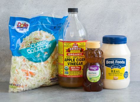 Coleslaw With Honey, Coleslaw Recipe With Apple Cider Vinegar, Coleslaw Dressing With Honey, Honey Coleslaw, Vinegar Cabbage, Cold Slaw, Sarah Ramos, Cabbage Coleslaw, Coleslaw Dressing Recipe