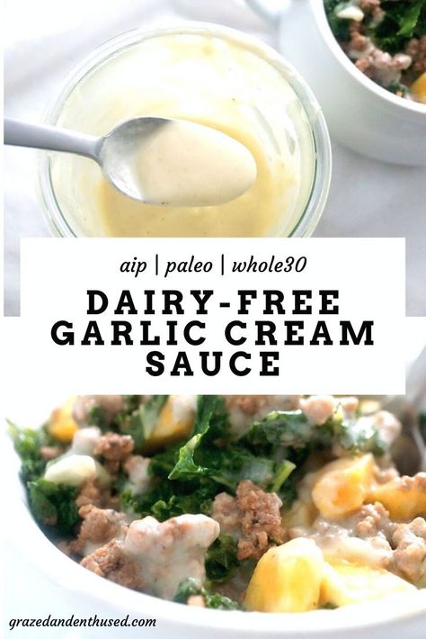 Aip Pasta, Dairy Free White Sauce, Dairy Free Recipes Healthy, Autoimmune Diet Recipes, Aip Diet Recipes, Paleo Condiments, Dairy Free Sauces, Dairy Free Recipes Easy, Autoimmune Paleo Diet