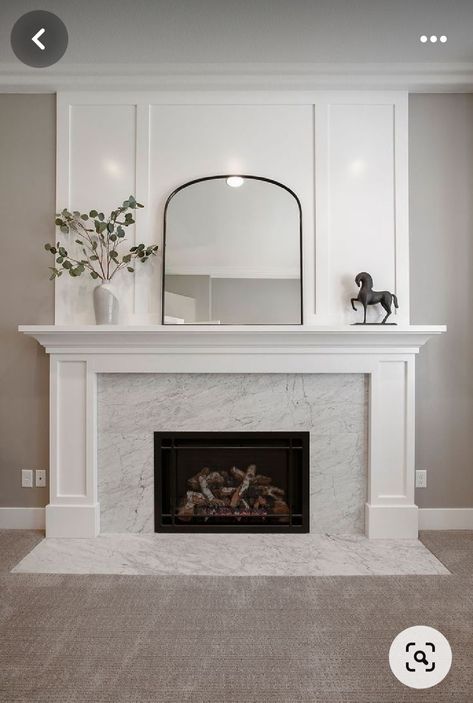 Marble Brick Fireplace, Carpet And Hardwood Together Living Room, Windows Next To Fireplace, Fireplace Mantle Ideas, Tile Around Fireplace, Fireplace Molding, Fireplace Tile Ideas, Remodel Fireplace, House Fireplace