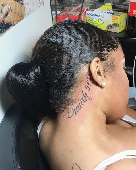 Isaiah Tattoo, Isaiah Bible, Small Neck Tattoos, Girl Neck Tattoos, Neck Tattoos Women, Dragon Tattoo For Women, Hand Tats, Dope Tattoos For Women, Hot Tattoos