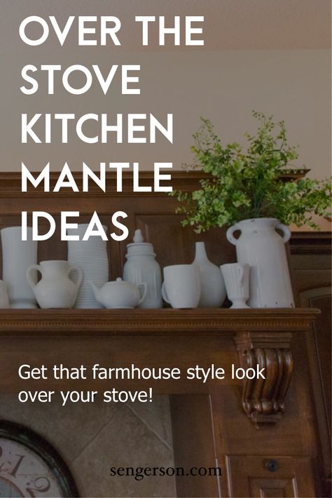 Here's a great way to decorate that kitchen mantle. If you have an over the range or over range stove top, this is a great way to decorate the top if you are looking for that farmhouse style look. Pitcher Ideas, Range Stove Top, White Rustic Decor, Classy Farmhouse, Kitchen Mantle, Budget Farmhouse Decor, Affordable Farmhouse Decor, Farmhouse Pitchers, Year Round Decor