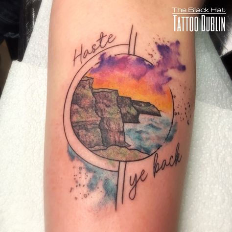 "Such a great environment and couldn't be happier with my tattoo! HUGE thank you to Mael for doing such a fantastic job, and to the other staff for being so friendly and welcoming" Chelsea #BlackHatDublin #Dublin #Tattoodublin #cliffofmohertattoo #tattooireland #dublintattoo Cliffs Of Moher Tattoo, Cliff Tattoo, Cliffs Tattoo, Cliff Of Moher, Tattoo Dublin, Ireland Cliffs, Ireland Tattoo, Sketch Tattoos, Cliffs Of Moher