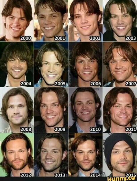 You can clearly see the transformation of young man to adult in 2006-2007. And...2004 Jared omg... Jared Supernatural, Matt Cohen, Supernatural Pictures, Winchester Supernatural, Supernatural Sam, Winchester Boys, Jared And Jensen, Supernatural Memes, Supernatural Dean