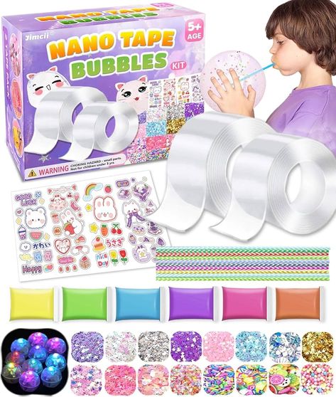 Amazon.com: 48 PCS Nano Tape Bubble Kit for Kids with Step-by-Step Video Tutorials, Nano Magic Tape Bubbles, Nano Tape Squishy Kit : Electronics Tape Bubble Trend, Nano Tape Squishy, Tape Squishy, Nano Tape Bubble, 2023 Ideas, Bubble Bubble, Bubble Balloons, Double Sided Adhesive, Beautiful Stickers