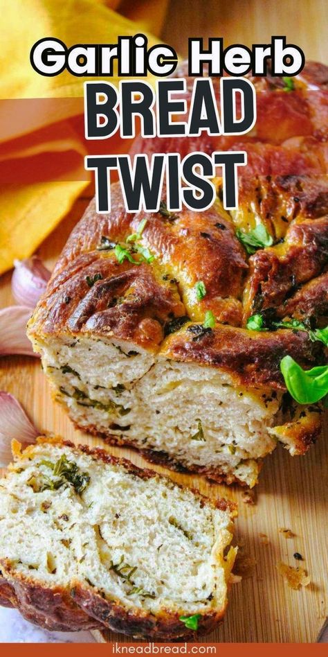 Garlic and Herb Bread Twist is a delightful twist (pun intended!) on classic garlic bread. It's easy-to-make and is soft, buttery, and packed with the vibrant flavors of fresh garlic and herbs.It's the perfect accompaniment to soups, stews, pasta dishes, or simply enjoyed warm out of the oven. Rustic Rosemary Garlic Bread, Hungarian Nut Roll Recipe, Garlic And Herb Bread, Bread Twist, Garlic Herb Bread, Nut Roll Recipe, Warm Appetizers, Bread Twists, Pesto Bread