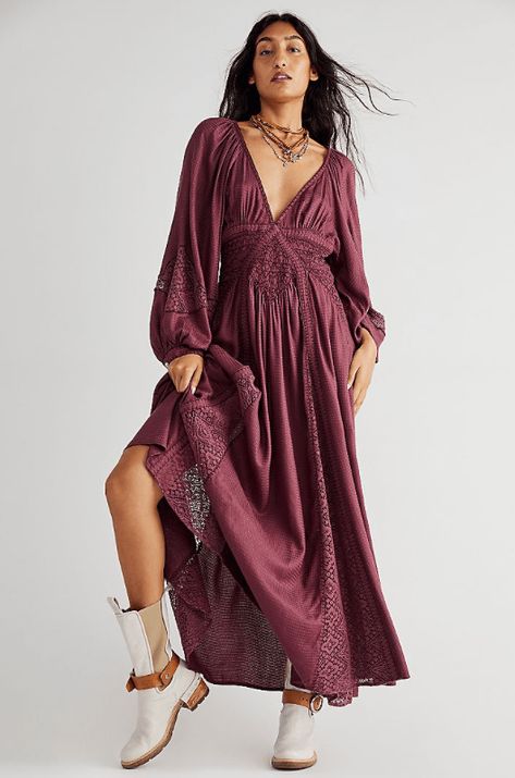 Free People Lace Dress, Free People Maxi, Exaggerated Sleeves, Free People Maxi Dress, Puff Long Sleeves, Maxi Slip Dress, Lace Maxi, Long Puff Sleeves, Long Sleeve Maxi