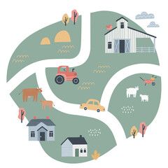 Hand drawn map illustration farm stock photos, royalty-free images, vectors, video Cute Village, Farm Town, Village Map, Map Creator, Maps For Kids, Nursery Patterns, Baby Printables, Hand Drawn Map, Print Design Art