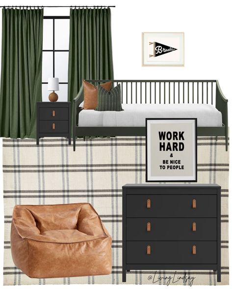 Dark Wall Room Bedrooms, Modern Chic Guest Bedroom, Boy Daybed Room Ideas, Homeschool Guest Room Combo, Boys Room Daybed, Boys Room Black Bed, Sophisticated Boys Room, Farmhouse Daybed Ideas, Boys Daybed Room Ideas