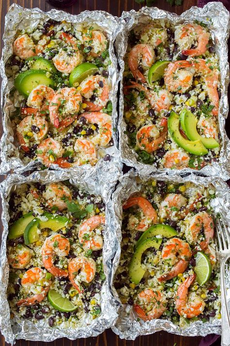 Shrimp Cauliflower Rice, Shrimp Cauliflower, Cilantro Lime Shrimp, Foil Pack Meals, Foil Packs, Foil Packet Meals, Lime Shrimp, Pescatarian Recipes, Eat Better