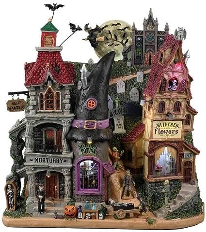 Lemax Spooky Town Halloween Village, Lemax Halloween, Lemax Village, Lemax Spooky Town, Never A Dull Moment, Halloween Traditions, Spooky Town, Halloween Village, Holiday Village