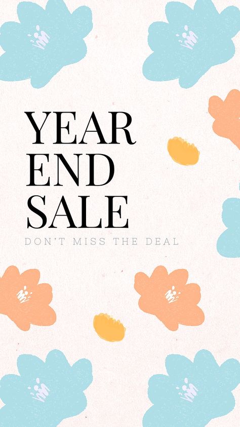 End year sale promotion psd floral background | free image by rawpixel.com / Adj Advertisement Aesthetic, Sale Instagram Story, Floral Template, Year End Sale, Motion Design Video, Year End, Design Video, Flower Background Wallpaper, Sale Promotion