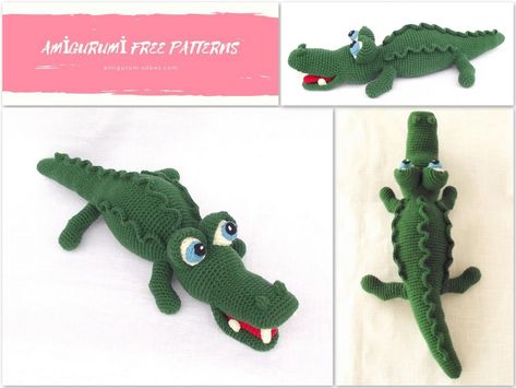 Amigurumi Crocodile Free Crochet Pattern Crochet Alligator, Crocodile Crochet, Alligator Crocodile, Amigurumi Animals, Crochet Gratis, Crochet Vintage, Amigurumi Tutorial, Crochet Etsy, Crochet Simple