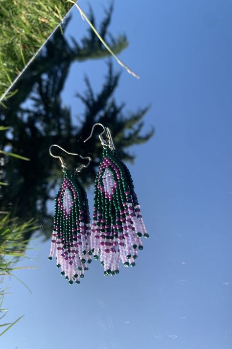 Purple Fringe, Seed Bead Fringe Earrings, Art Nouveau Earrings, Bead Fringe Earrings, Art Nouveau Earring, Bead Fringe, Aesthetic Korean, Korean Earrings, Earrings Aesthetic