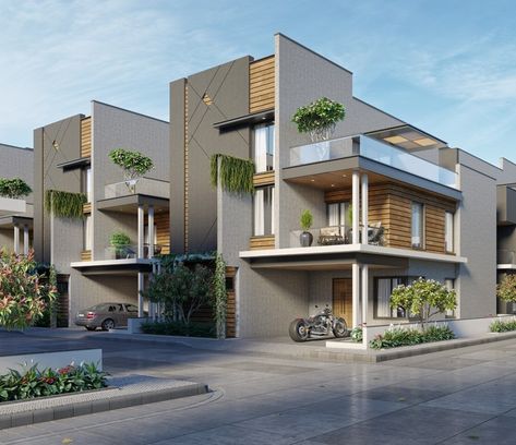 Flats Architecture, Angiosperms Plants, Banglow Design, Row Housing, Indian House Exterior Design, Row House Design, Architecture Villa, Modern Bungalow Exterior, Trike Bicycle