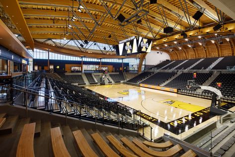 Idaho Central Credit Union Arena - Opsis Architecture Sports Facility Architecture, Hockey Arena, Cedar Walls, University Of Idaho, Indoor Basketball Court, Indoor Arena, Stadium Design, 3d Modeling Software, Sports Arena