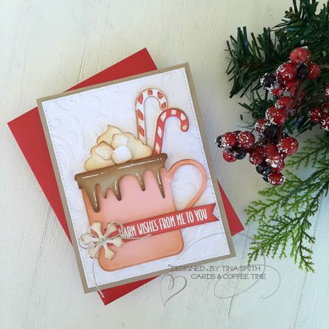 https://cardsandcoffeetime.com/2019/10/22/try-it-out-tuesday-elizabeth-crafts-designs/ Hot Chocolate Card, Gingerbread Cards, Chocolate Card, Gift Cards Money, Warm Drinks, Coffee Cards, Elizabeth Craft Designs, Elizabeth Craft, Diy Christmas Cards