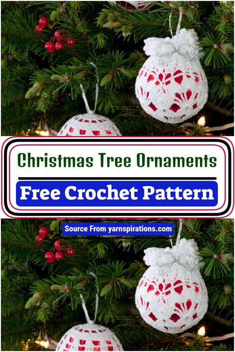 Christmas Ball Ideas, Crochet Christmas Ornaments Free Pattern, Christmas Tree Jar, Crochet Christmas Trees Pattern, Crochet Christmas Ornaments Free, Christmas Tree Hat, Crochet Snowflake, Crochet Ornament Patterns, Ball Ideas