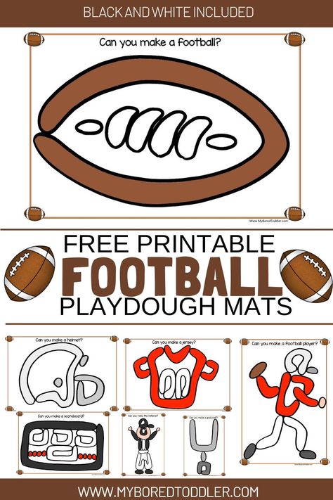 Preschool Playdough Mats, Toddler Painting Activities, Preschool Playdough, Pre K Lesson Plans, Football Activity, Playdoh Mats, Outdoor Activities For Toddlers, Indoor Activities For Toddlers, Fine Motor Activity