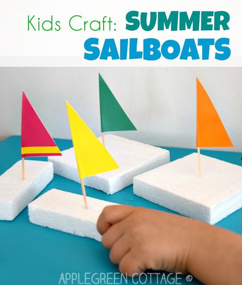 Sailboat Craft, Styrofoam Packaging, Easy Kid Activities, Styrofoam Crafts, Boat Crafts, Make A Boat, Diy Girls, Craft Easy, Sewing Projects For Kids