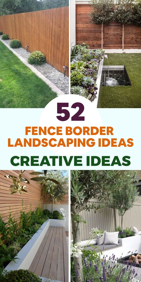 Fences are useful for providing privacy, security, and boundary definition, but they can also be an eyesore in an otherwise beautiful landscape. How can you Landscape Barrier Ideas, Fence Border Landscaping Backyard Ideas, Border Landscaping Ideas, Fence Border Landscaping, Fence Line Landscaping Ideas, Border Landscaping, Creative Fence, Fence Landscaping Border Backyard Ideas, Privacy Fence Landscaping