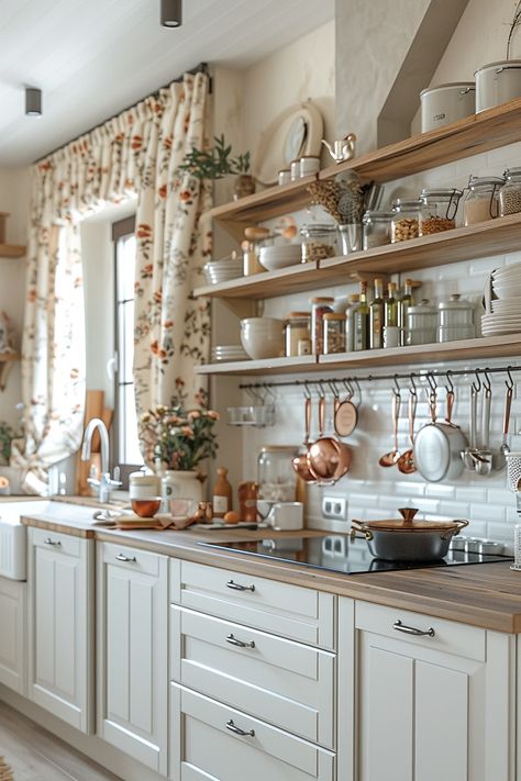 French Cottage Design, Traditional Rustic Kitchen, Country Kitchen Inspiration, French Kitchen Design, Cottagecore Home, French Country Kitchens, French Country Kitchen, Rustic Kitchen Decor, Casa Vintage