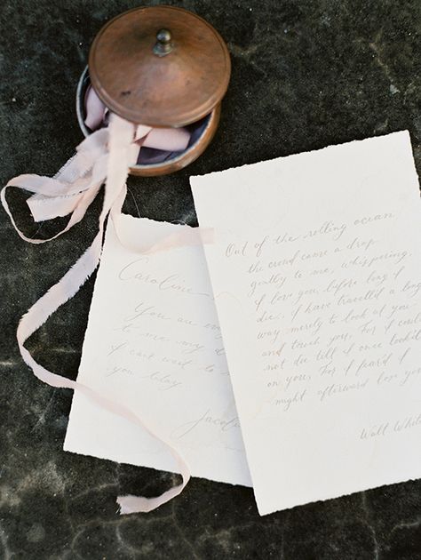 Love Letter Inspired Bridal Session via Magnolia Rouge Handwritten Wedding, Deckled Edge Paper, Picnic Inspiration, Bespoke Wedding Stationery, Acrylic Signage, Calligraphy Envelope, Romantic Picnics, Custom Calligraphy, Calligraphy Wedding