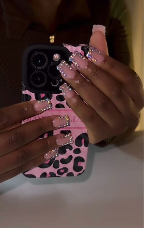 Cheetah French Tip, French Tip Short, 80k Followers, Cheetah Print Nails, Girl Nails, Exotic Nails, Short Acrylic, Long Acrylic, Study Motivation Inspiration