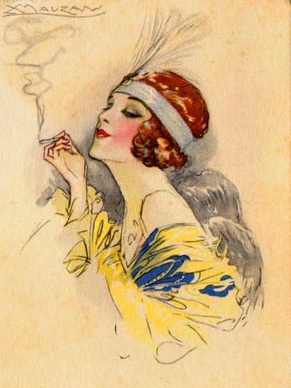 Art Deco Darling - Mauzan postcard.. Pinturas Art Deco, 20s Art, Flapper Art, Art Deco Illustration, Art Deco Lady, Art Deco Posters, 1920s Art, Images Vintage, Foto Vintage