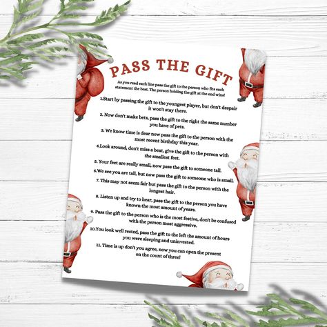 Christmas Pass The Present Game, Pass The Gift Game Birthday, Pass The Present Game Christmas, Pass The Present Game, Pass The Prize Game, Pass The Gift Game, Christmas Group Games, Holiday Games, Christmas Party Games