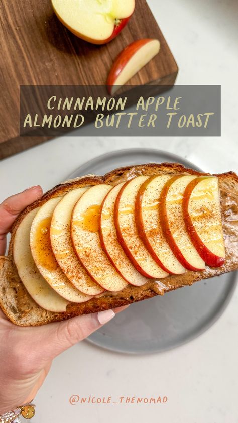 Cinnamon Apple Almond Butter Toast Apple Almond Butter, Almond Butter Toast, Dorm Recipes, Dorm Food, Protein Pancakes Recipes, Butter Toast, Breakfast Routine, Game Snacks, Protein Bites