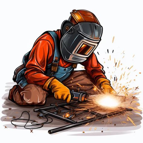 Welder Character Design, Welder Art, Welding Wallpapers, Welding Business Logos, Welding Logo Design Ideas, Welder Aesthetic, Boilermaker Welder, Welding Illustrations, Welder Clipart