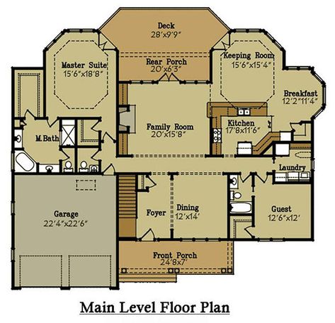 Brick Lake House Plan with an Open Living Floor Plan Brick Lake House, Lake House Plans Open Floor, Grand Living Room, House Plan With Loft, Modern Lake House, Cottage Floor Plans, Bay Windows, Lake House Plans, Floor Plan Layout