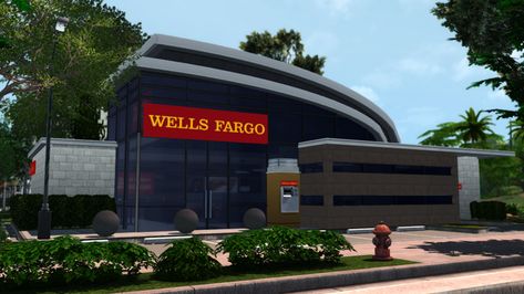 Wells Fargo Bank | Patreon Sims 4 Bank Build, Lounge Sims 4, Influencer Apartment, Apartment Sims 4, Realistic Sims, Ts4 Mod, The Sims 4 Lots, Furniture Cc, Sims 4 Patreon