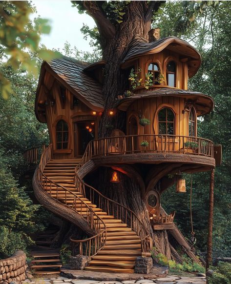 Tree Homes, Luxury Tree Houses, Beautiful Tree Houses, Tree House Plans, Fairytale House, Forest Cottage, Cool Tree Houses, Tree House Designs, A Beautiful Life