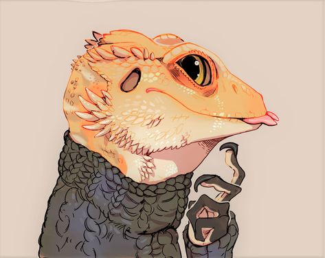 Bearded Dragon Character Design, Human Lizard Hybrid, Lizard Fursona Art, Bearded Dragon Illustration, Reptile Fursona, Gecko Fursona, Lizard Fursuit, Lizard Fursona, Lizard Character Design