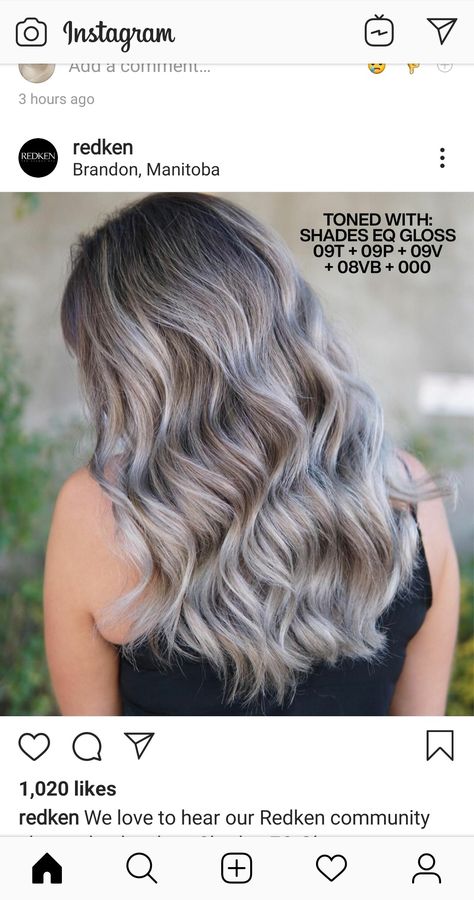 Ash Blonde Hair Redken, Mushroom Blonde Formula Shades Eq, Grey Hair Formula Redken, Silver Hair Color Formula, Mushroom Bronde, Blonde Formulas, Redken Blonde, Redken Formulas, Aveda Hair Color