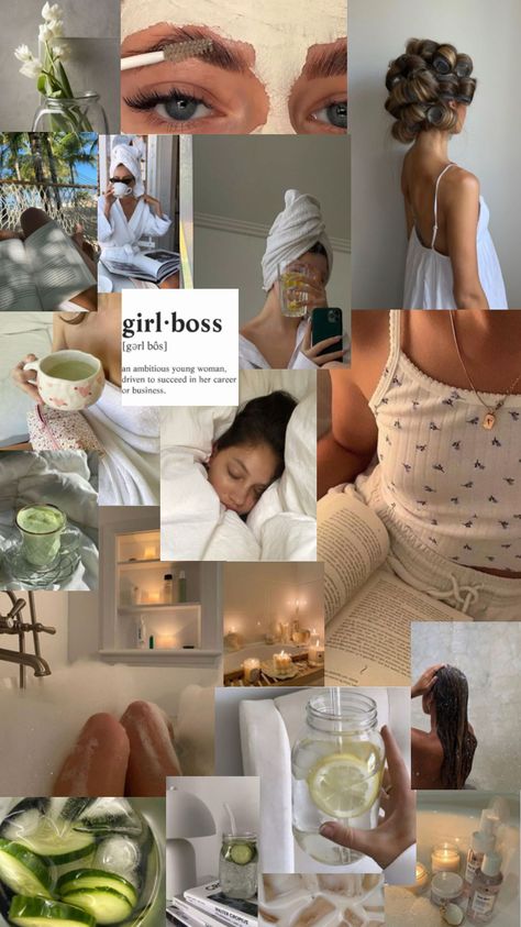 #girlboss Wellness Habits Aesthetic, Routines Aesthetic, Girl Boss Aesthetic, Boss Aesthetic, Dream Vision Board, Life Vision Board, Moodboard Aesthetic, Vision Board Manifestation, Vision Board Inspiration