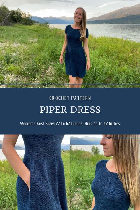 Size Inclusive Fingering Weight Crochet Dress with Two Large Pockets – The Piper Dress Pattern by Ti Pocket Dress Pattern, Yarn Clothes, Knit Dress Pattern, Crochet Dragon, Crochet Dresses, Big Pockets, Crochet Dress Pattern, Crochet Clothes Patterns, Top Down