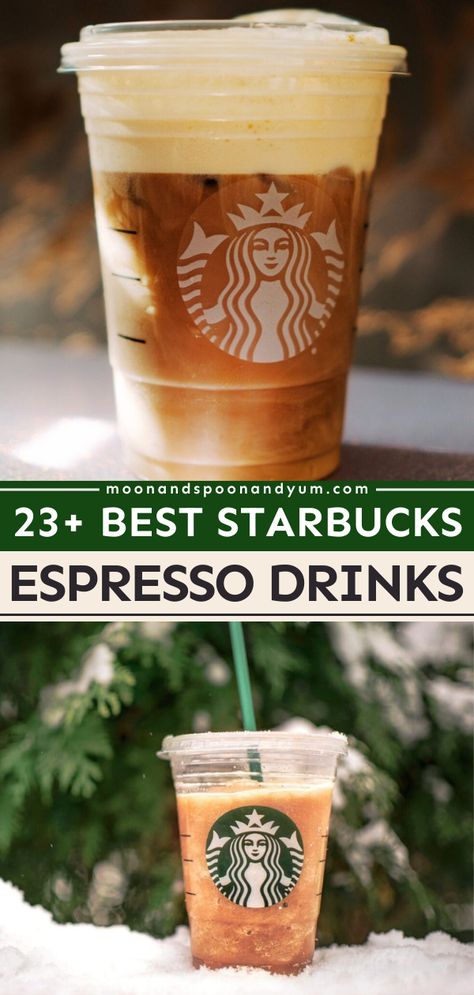 Looking for more drink ideas? Turn to these coffee recipes at home for some non-alcoholic beverages! They're the BEST Starbucks espresso drinks. Find Americano, caffè latte, cappuccino, and other types of espresso drinks! Starbucks Espresso Recipes, Diy Starbucks Espresso Drinks, Esspreso Coffe Recipes Starbucks, Best Starbucks Espresso Drinks, Espresso Drinks At Starbucks, Best Espresso Drinks At Starbucks, Iced Expresso Starbucks, Expresso Starbucks Drink, Starbucks Recipes Espresso