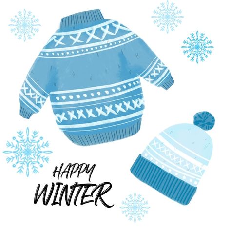 Illustration of winter clothes cute swea... | Premium Vector #Freepik #vector #winter-elements #hand-art #winter-cartoon #winter-snowflakes Clothes Painting, Winter Vector, Winter Illustration, Happy Winter, Clothes Cute, Cute Sweater, Knitted Hat, Winter Clothes, Cute Sweaters