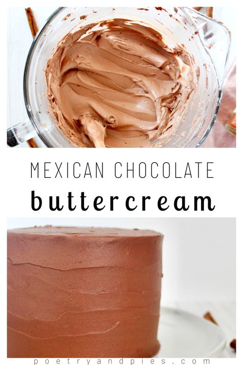 Mexican Hot Chocolate Frosting, Mexican Chocolate Frosting, Mexican Chocolate Cupcakes, Indian Buttercream, Cupcake Icing Recipe, Mexican Board, Chocolate Filling For Cake, Chocolate Cream Cheese Icing, Chocolate Cake Icing