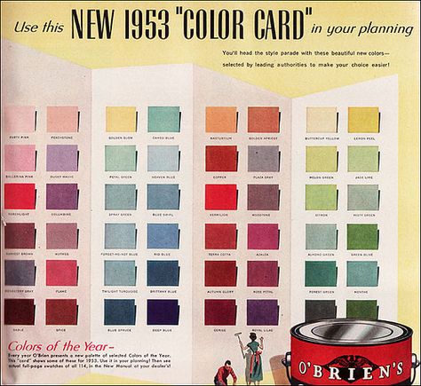 1953 Colors by O'Brien Paint | by American Vintage Home Mid Century Paint Colors, Porche Vintage, Arts And Crafts Style Homes, Mid Century Paint, Mid Century Colors, Mid Century Modern Colors, Interior Painting, Décor Boho, Plywood Furniture