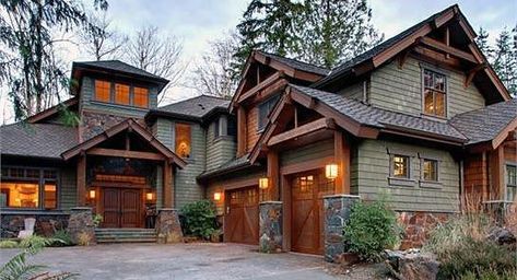 Rustic Craftsman, Wood Siding Exterior, Mountain House Plans, Craftsman Style Home, Craftsman Style Homes, Rustic Retreat, Craftsman Style House Plans, Log Cabin Homes, Craftsmen Homes