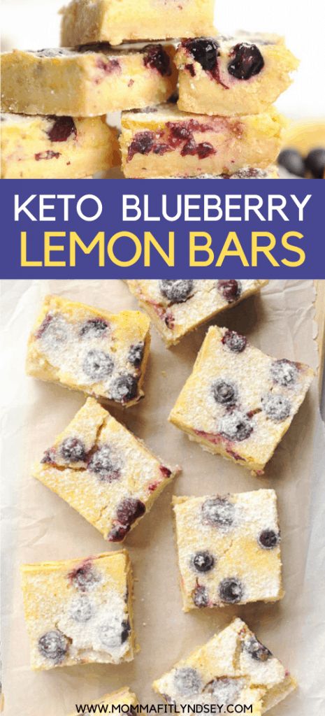 Keto Lemon bars made with blueberries are healthy to make! This easy recipe for lemon blueberry bars uses almond flour and coconut flour to bake paleo lemon bars that taste great! Blueberry Lemon Cheesecake, Dolce Poche Calorie, Lemon Blueberry Cheesecake, Keto Blueberry, Lemon Cheesecake Bars, Desserts Keto, Postre Keto, Cheesecake Bar Recipes, Recetas Keto