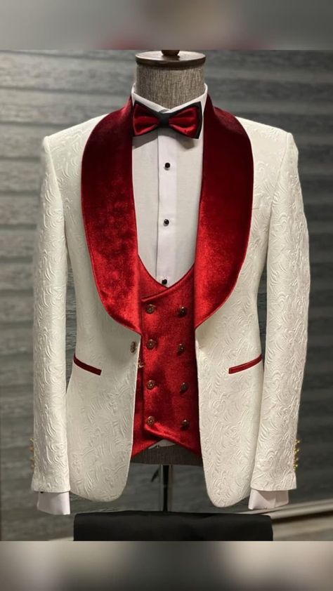 Buy Man Paisley Suit Elegant 3 Piece Suit With Red Lapel for online on Etsy India. Shop for handmade, vintage and unique Mens Wedding Suits items from CRAFTBYANNU online on Etsy Suit For Prom, Tuxedo Colors, Suit Clothes, Clothes Jacket, Velvet Shawl, Pants Gift, Suit Material, Party Suits, Plaid Suit